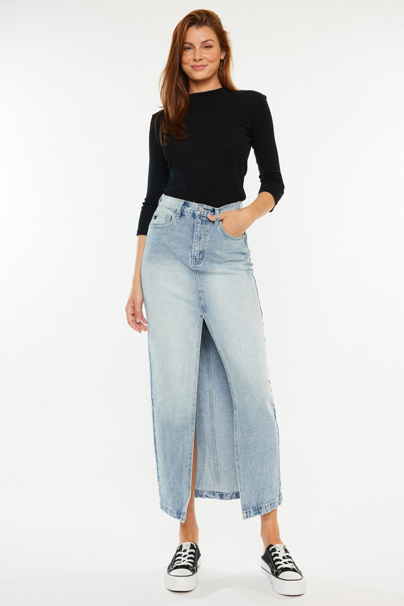 90's Long Line Denim Skirt