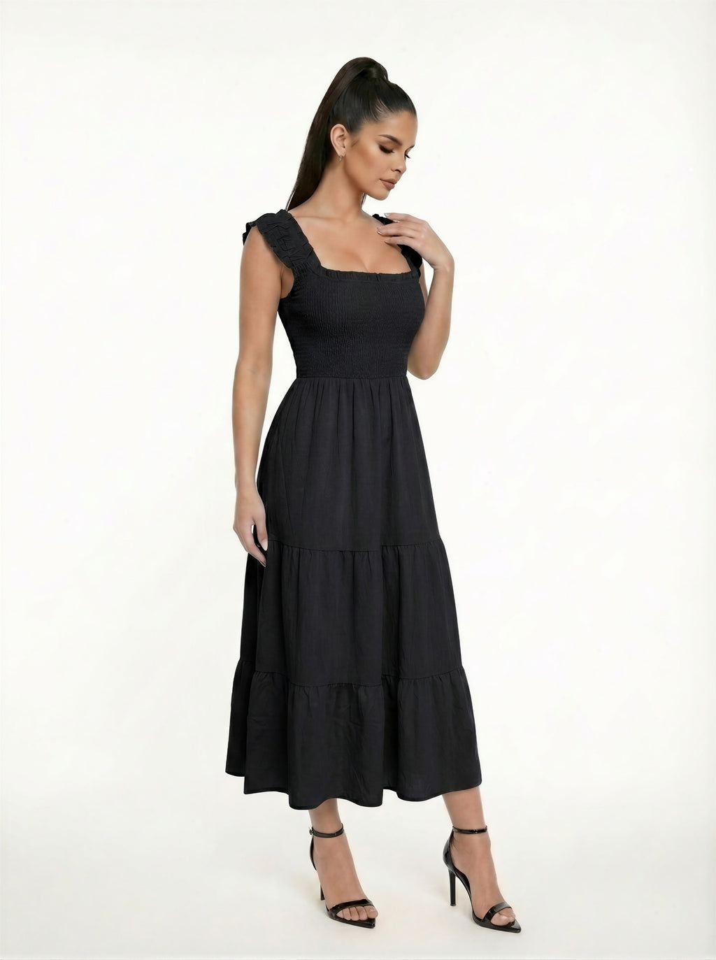 noa smocked mini dress Maxi Sandals or wedges for Size:Child3 mother day gift Plunge Halterneck Trim Detail