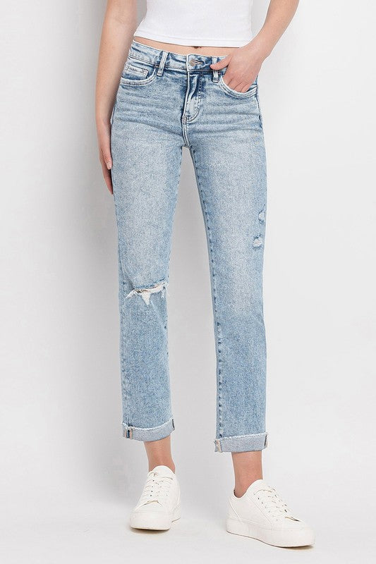 The Remi Cuffed Slim Straight Jeans