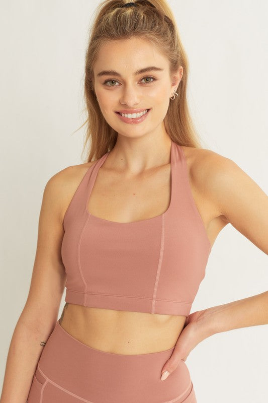 Cropped Halter Active Wear Top