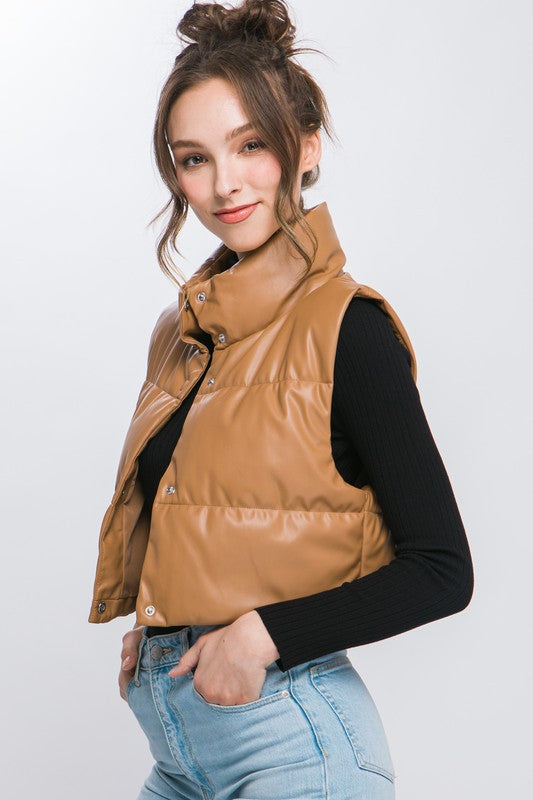 Snap Closure Whiskey Puff Vest