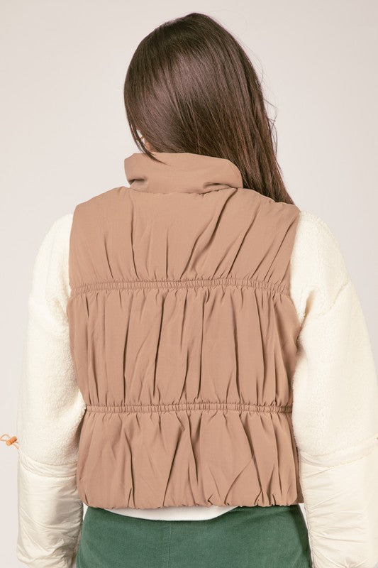 High Neck Cropped Puffer Vest - Curve Fit