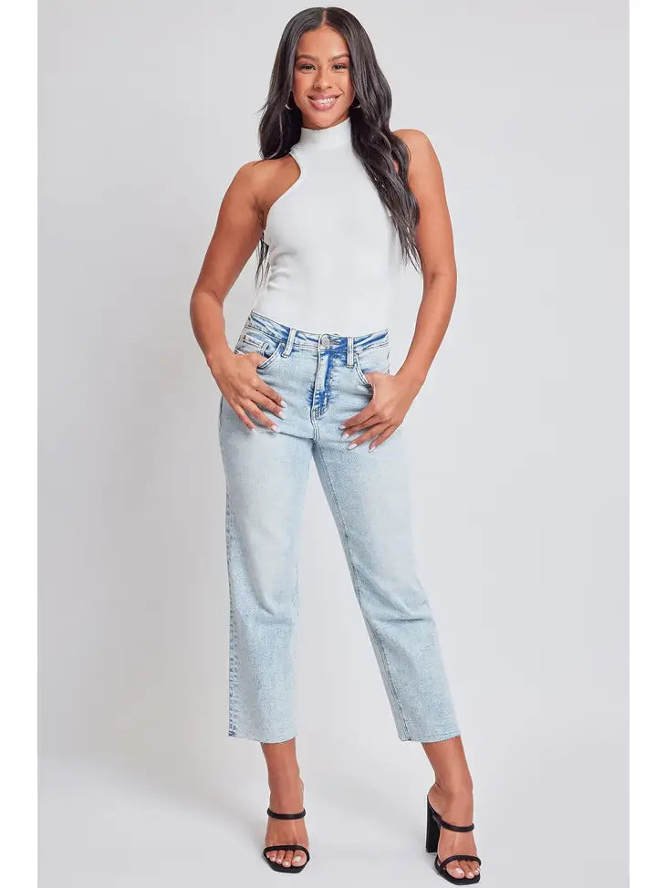 90's Wash High Rise Cropped Straight Denim