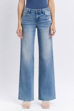 Olivia Mid Rise Wide Leg - Vervet Denim