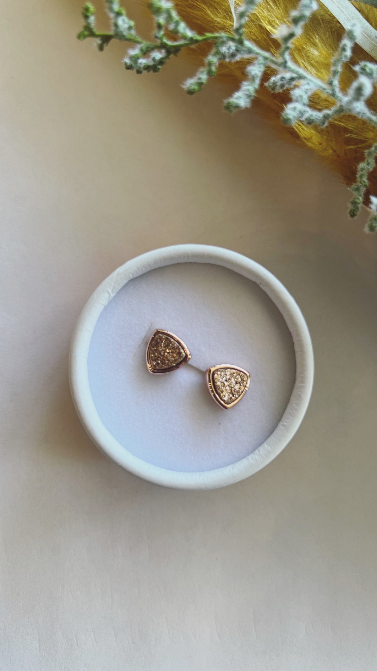 Ermish Rose Gold Triangle Stud Earrings