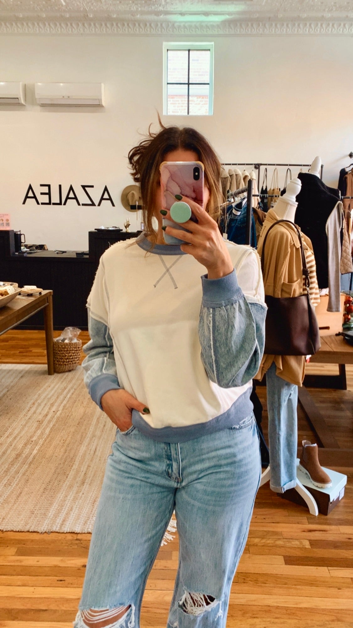 Emery Denim Sleeve Pullover