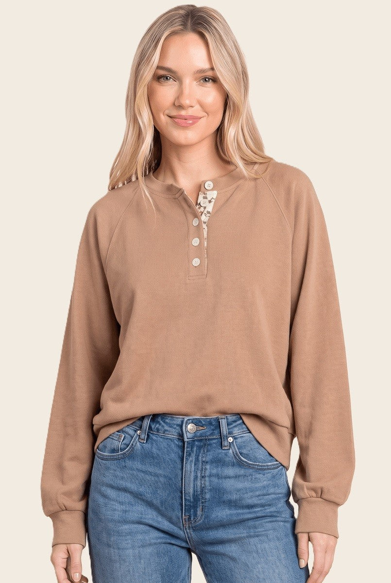 Delaney Floral Henley Top