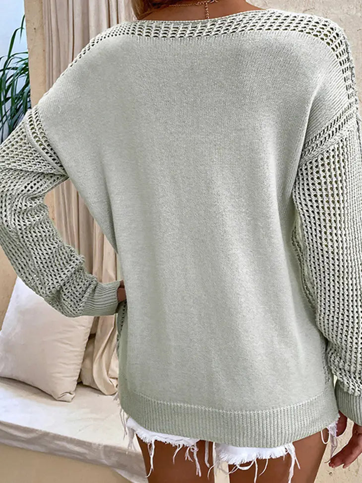 Hollow Out Sleeve Light Weight Sweater