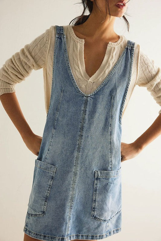 Classic Denim Overall Dress