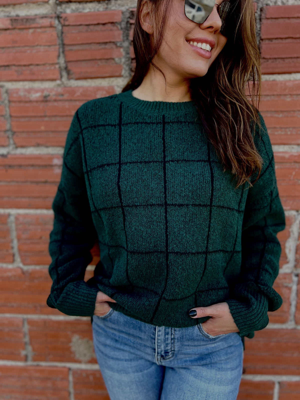 Grid Print Sweater