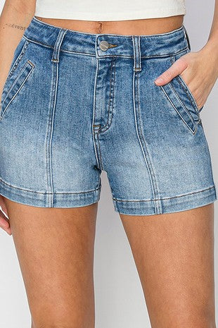 Presley Seam Short -Risen Denim
