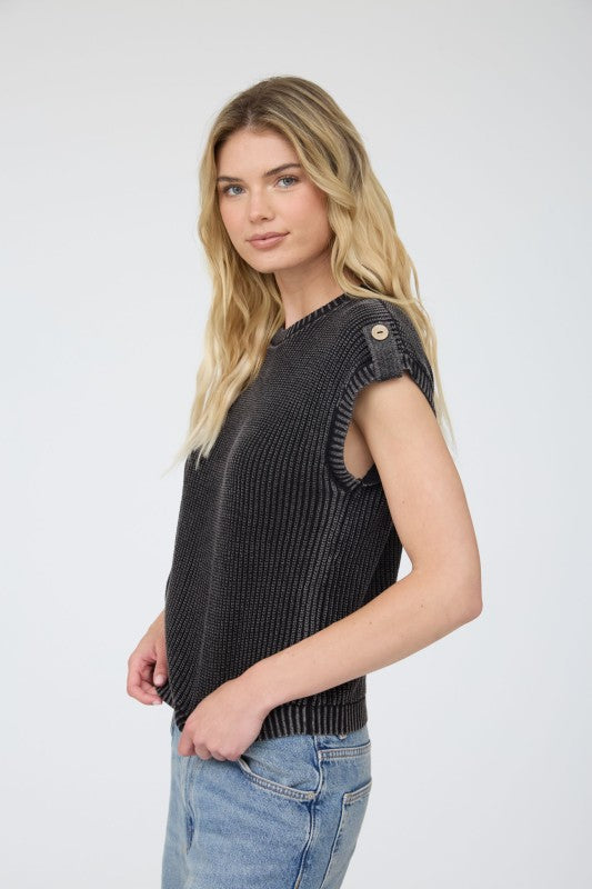 Cinder Back Button Knit Top