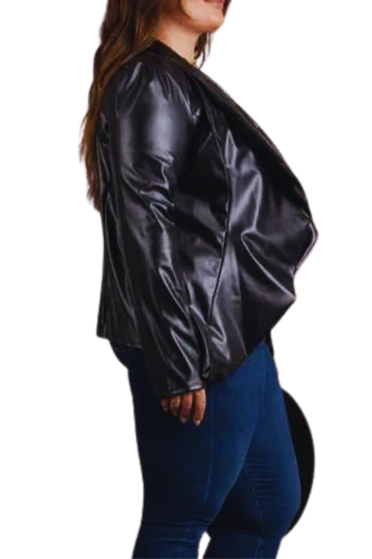 Faux Leather Light Weight Jacket - Curve Fit