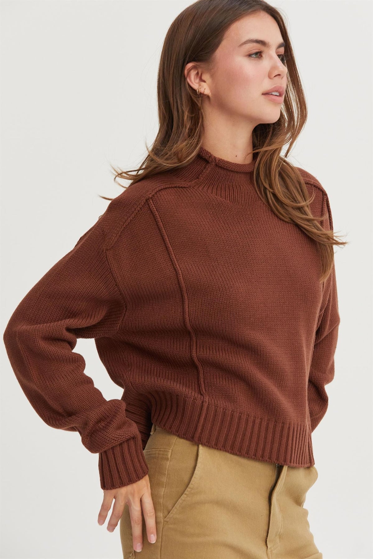 Rolled Mock Neck Sweater