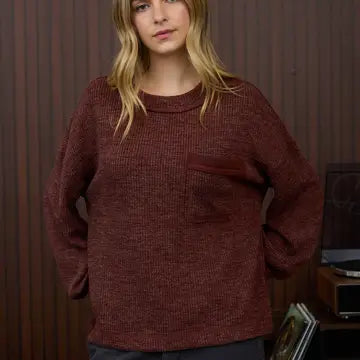 Burgundy Crew Knit Sweater