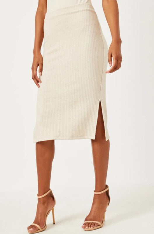 Textured Elastic Waist Skirt